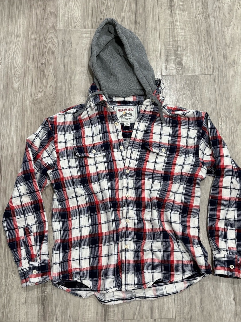 Woman’s Cottage Core American Eagle Flannel Hoodie L